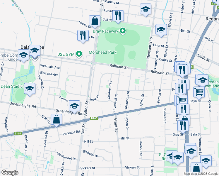 map of restaurants, bars, coffee shops, grocery stores, and more near Kowree Crescent in Sebastopol