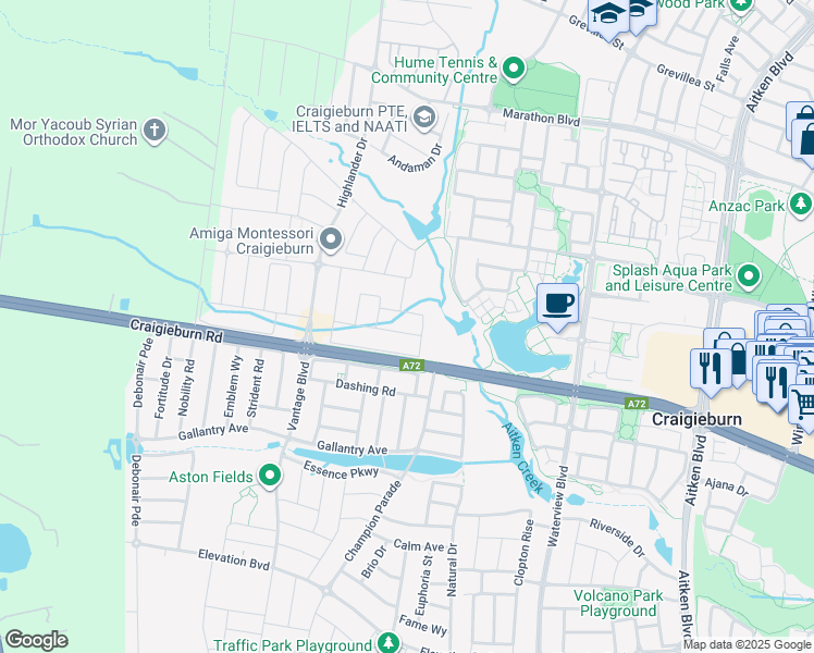 map of restaurants, bars, coffee shops, grocery stores, and more near 31 Lemon Myrtle Way in Craigieburn