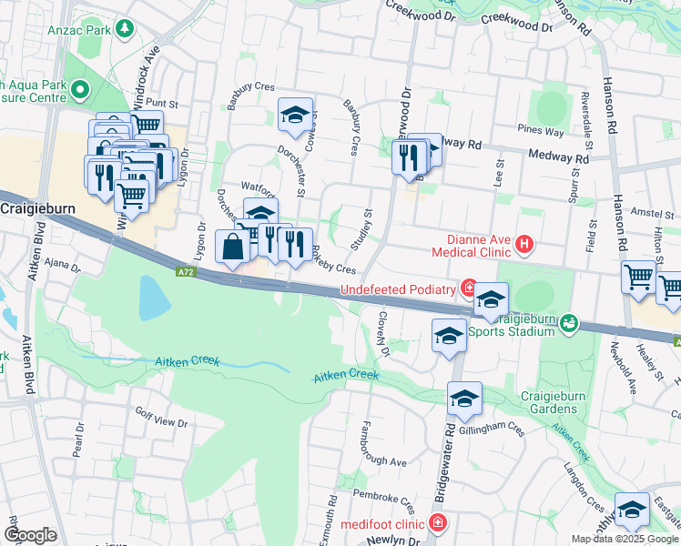 map of restaurants, bars, coffee shops, grocery stores, and more near 5 Rokeby Crescent in Craigieburn