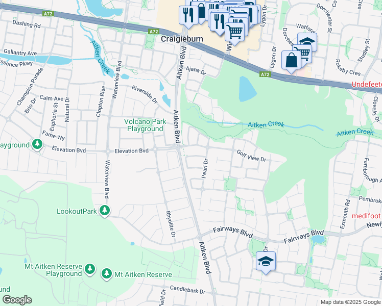 map of restaurants, bars, coffee shops, grocery stores, and more near 16 Cable Circuit in Craigieburn