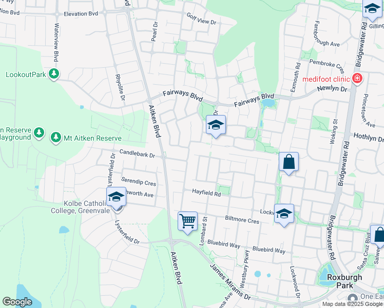 map of restaurants, bars, coffee shops, grocery stores, and more near 6 Atlas Street in Roxburgh Park