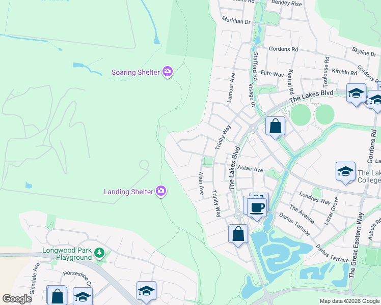 map of restaurants, bars, coffee shops, grocery stores, and more near Gravlier Way in South Morang