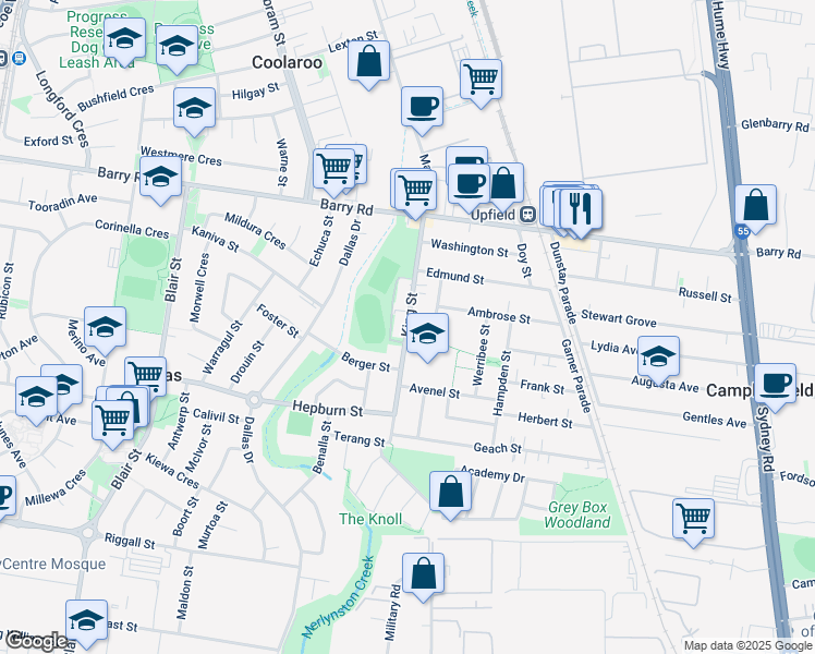 map of restaurants, bars, coffee shops, grocery stores, and more near King Street in Dallas