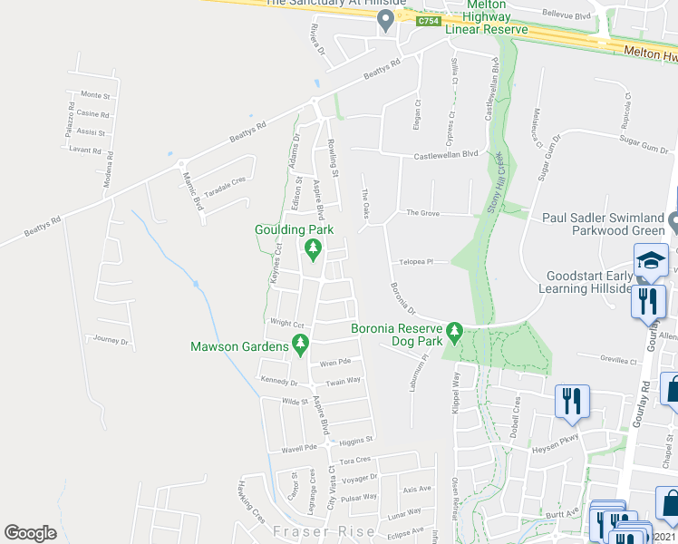 map of restaurants, bars, coffee shops, grocery stores, and more near 13 Armstrong Walk in Plumpton