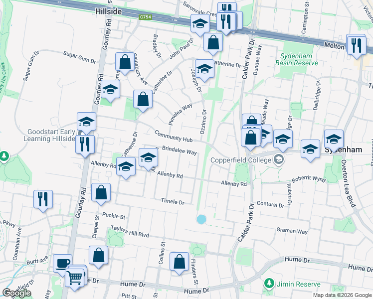 map of restaurants, bars, coffee shops, grocery stores, and more near 50 Brindalee Way in Hillside