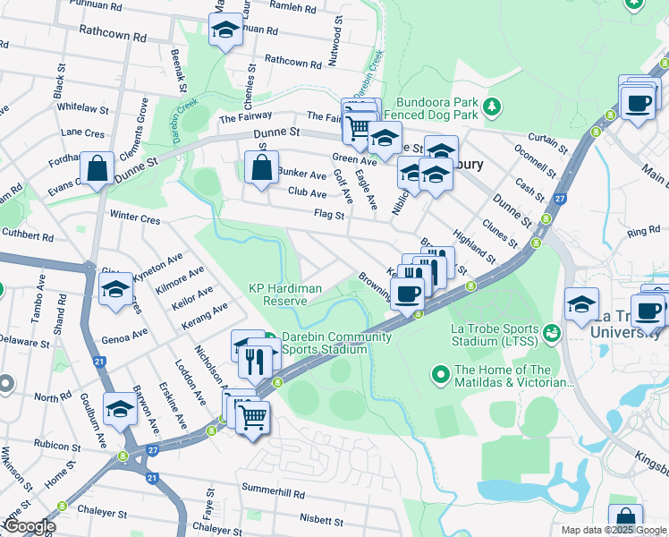 map of restaurants, bars, coffee shops, grocery stores, and more near 20 Lowell Avenue in Kingsbury