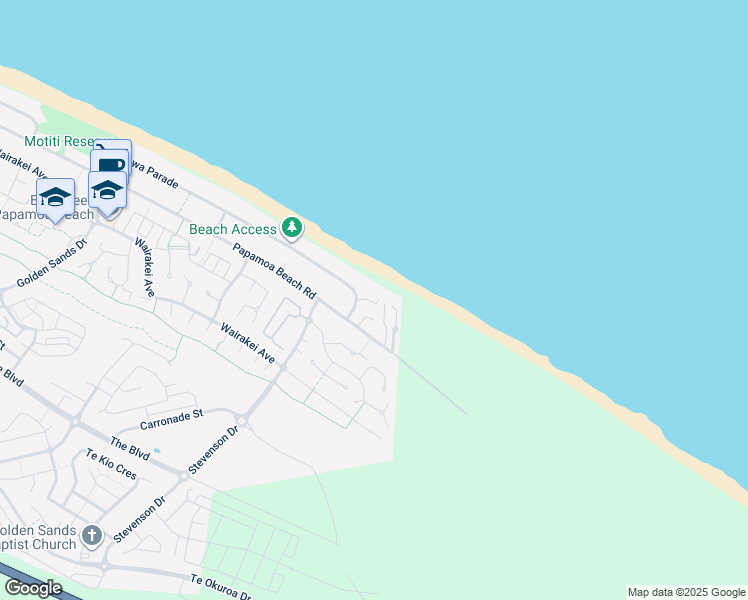 map of restaurants, bars, coffee shops, grocery stores, and more near 151 Karewa Parade in Papamoa