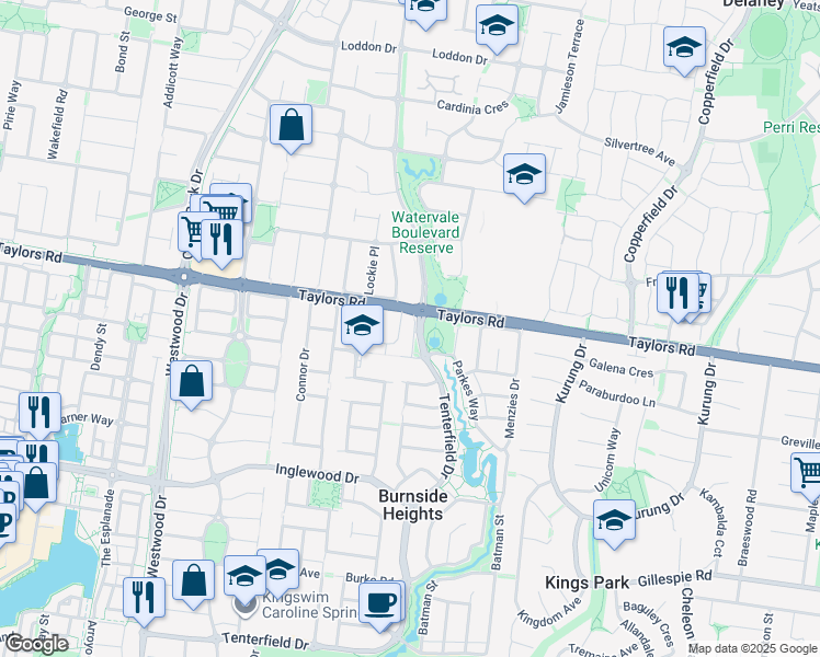 map of restaurants, bars, coffee shops, grocery stores, and more near 6 Beechwood Grove in Burnside Heights