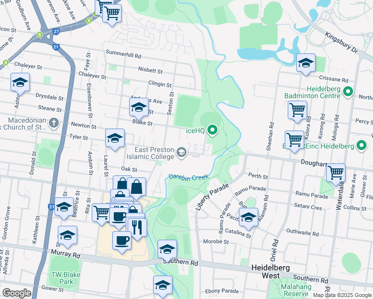 map of restaurants, bars, coffee shops, grocery stores, and more near 26 Tyler Street in Preston