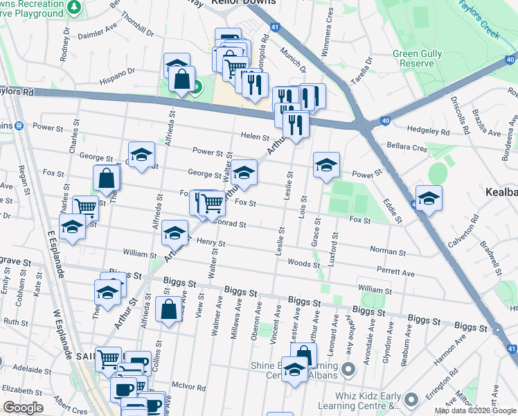 map of restaurants, bars, coffee shops, grocery stores, and more near 71 Fox Street in Saint Albans