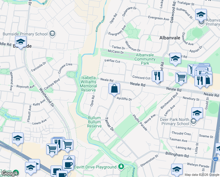 map of restaurants, bars, coffee shops, grocery stores, and more near 3 Chester Crescent in Deer Park