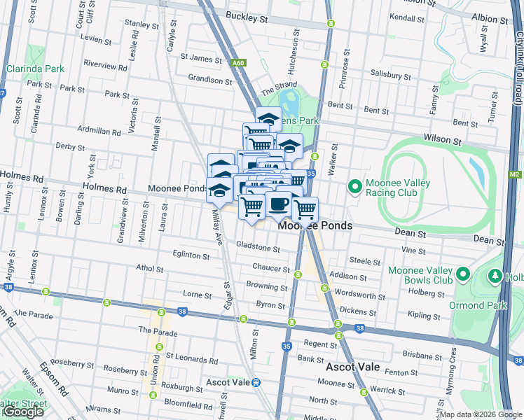 map of restaurants, bars, coffee shops, grocery stores, and more near in 