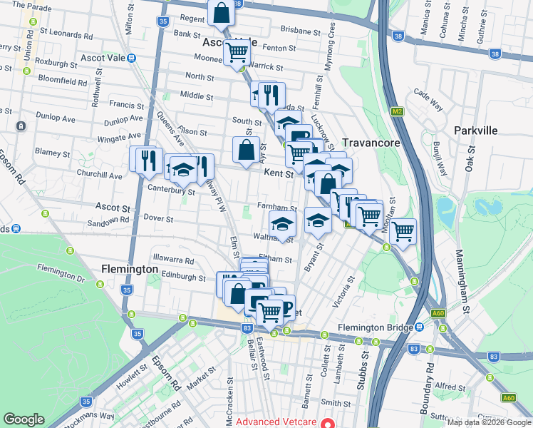 map of restaurants, bars, coffee shops, grocery stores, and more near 20 Lee Street in Flemington