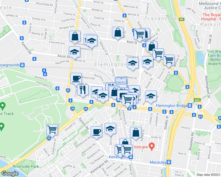 map of restaurants, bars, coffee shops, grocery stores, and more near 16 Newmarket Way in Flemington