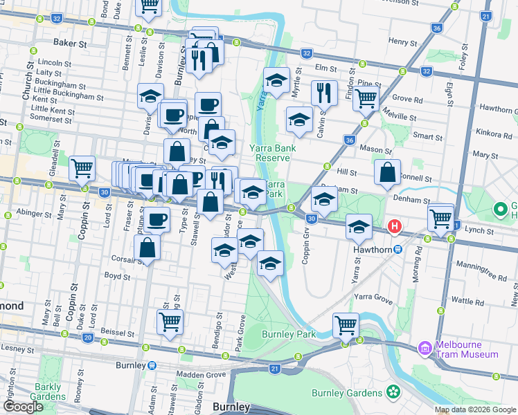 map of restaurants, bars, coffee shops, grocery stores, and more near 653-659 Bridge Road in Richmond
