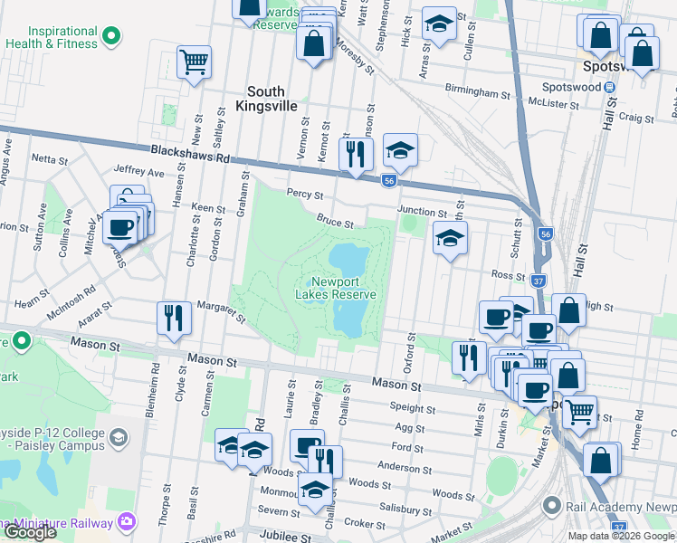 map of restaurants, bars, coffee shops, grocery stores, and more near in Newport