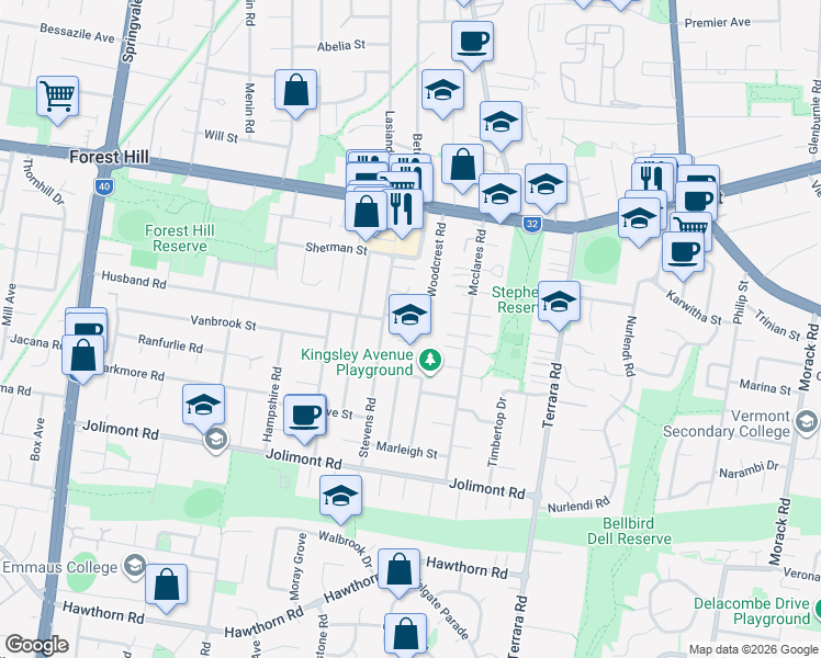 map of restaurants, bars, coffee shops, grocery stores, and more near 55 Woodcrest Road in Vermont