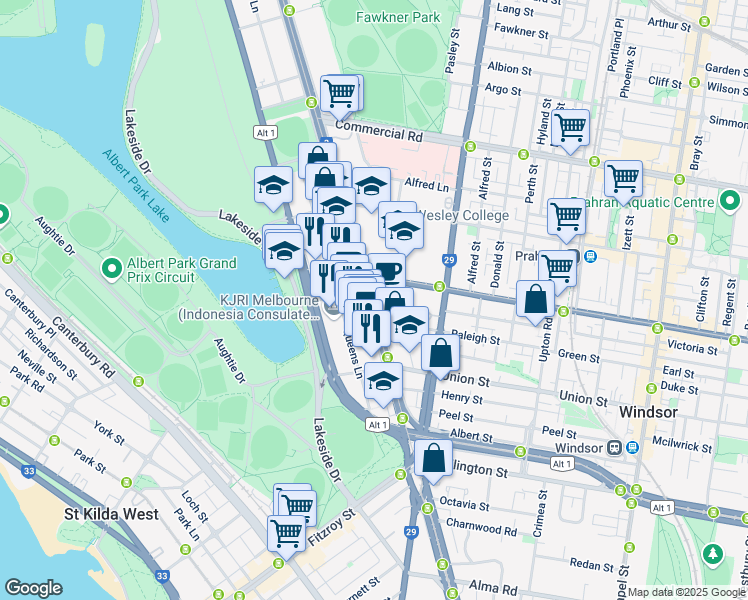 map of restaurants, bars, coffee shops, grocery stores, and more near 601 State Route 3 in Melbourne