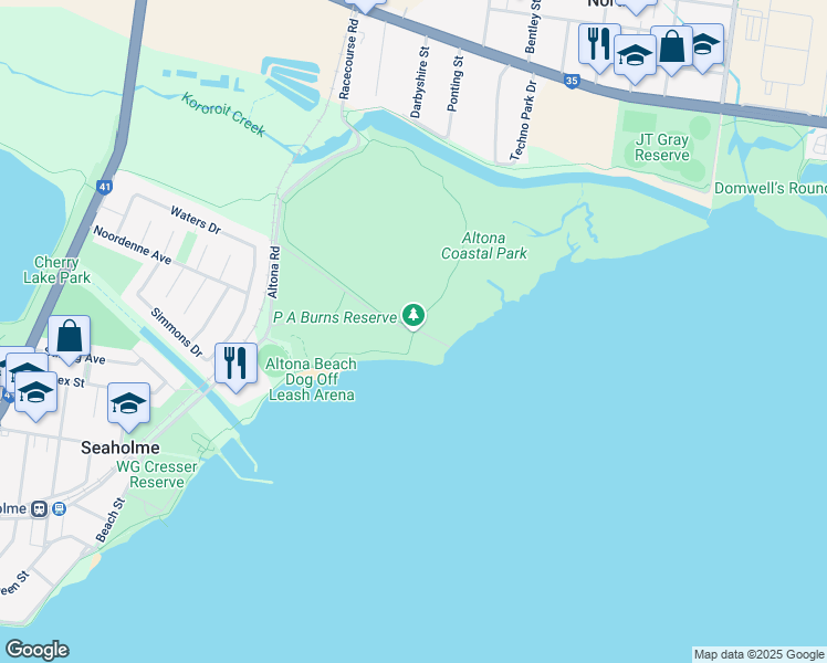 map of restaurants, bars, coffee shops, grocery stores, and more near in Altona