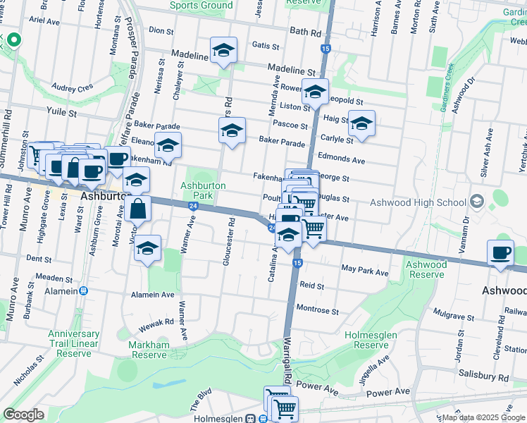 map of restaurants, bars, coffee shops, grocery stores, and more near 383 High Street in Ashburton