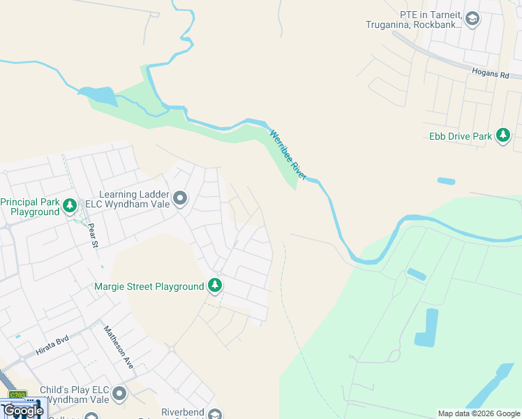 map of restaurants, bars, coffee shops, grocery stores, and more near 166 Micropora Drive in Wyndham Vale