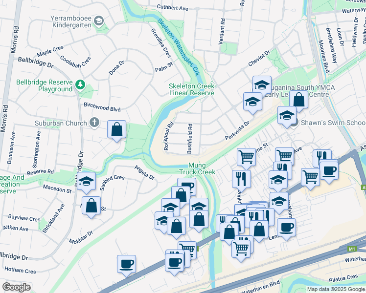 map of restaurants, bars, coffee shops, grocery stores, and more near 16 Tallgrass Avenue in Truganina