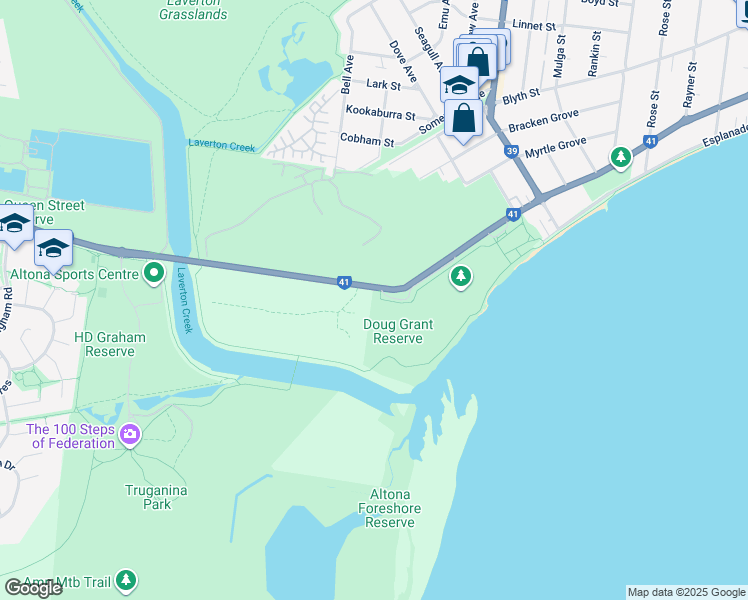 map of restaurants, bars, coffee shops, grocery stores, and more near 276 Queen Street in Altona