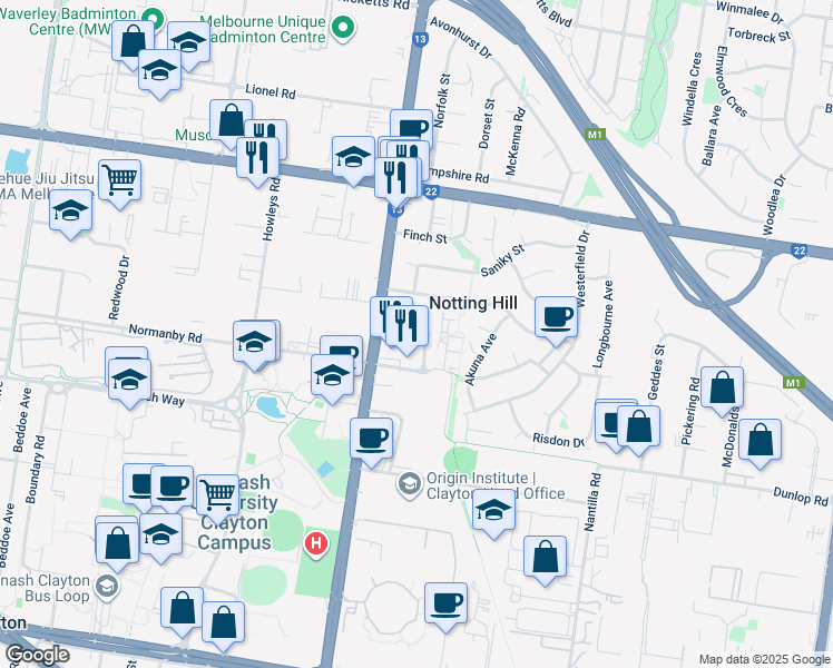 map of restaurants, bars, coffee shops, grocery stores, and more near 3 Rusden Place in Notting Hill
