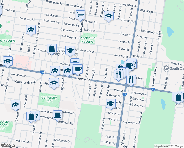 map of restaurants, bars, coffee shops, grocery stores, and more near 7 Begg Street in Bentleigh East