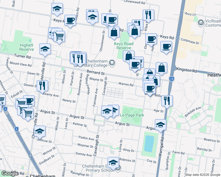 map of restaurants, bars, coffee shops, grocery stores, and more near 12 Mulberry Avenue in Cheltenham