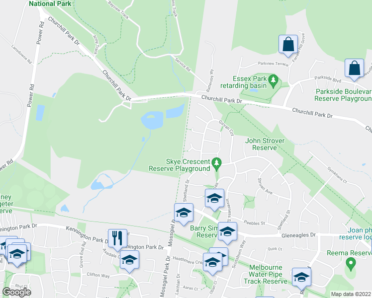 map of restaurants, bars, coffee shops, grocery stores, and more near 5 Moffat Close in Endeavour Hills
