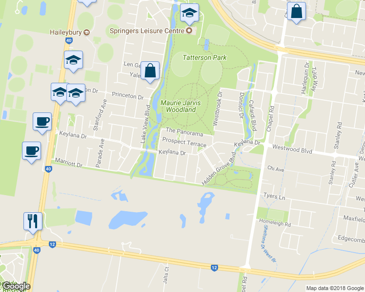 map of restaurants, bars, coffee shops, grocery stores, and more near 6 Park Way in Keysborough