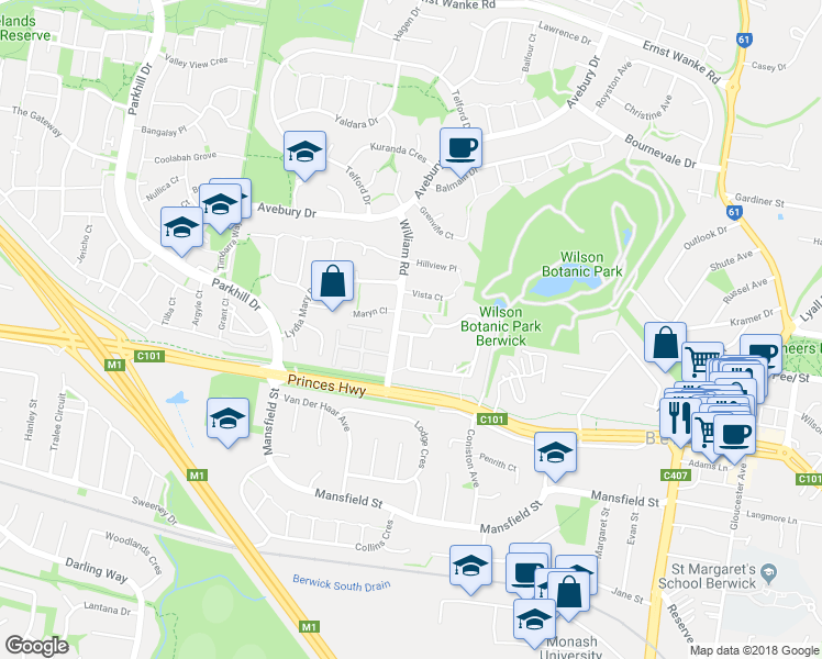 map of restaurants, bars, coffee shops, grocery stores, and more near 2 Quarry Hills Drive in Berwick