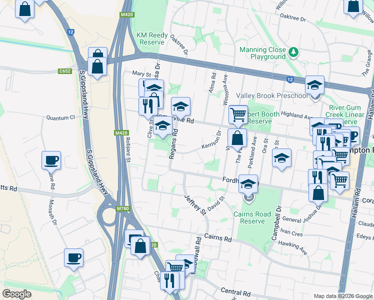 map of restaurants, bars, coffee shops, grocery stores, and more near 25 Kerrison Drive in Hampton Park