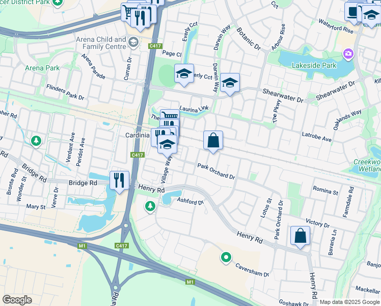 map of restaurants, bars, coffee shops, grocery stores, and more near 8 Golden Green Street in Pakenham