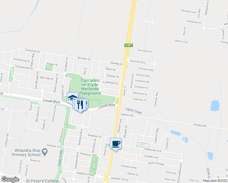 map of restaurants, bars, coffee shops, grocery stores, and more near 549 Berwick-Cranbourne Road in Clyde North