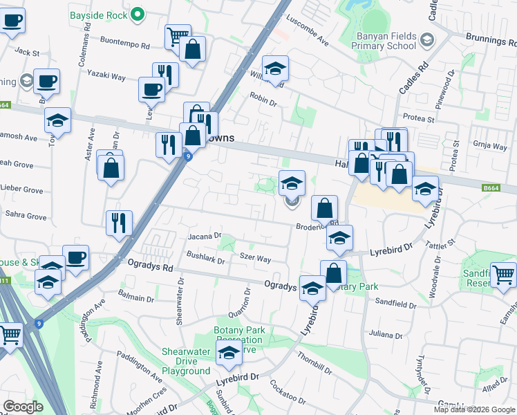 map of restaurants, bars, coffee shops, grocery stores, and more near 37 Broderick Road in Carrum Downs
