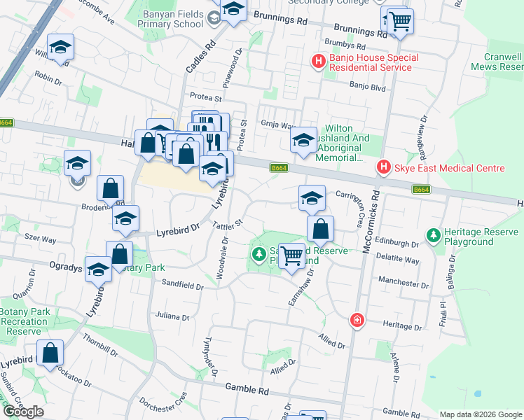 map of restaurants, bars, coffee shops, grocery stores, and more near 3 Dean Court in Carrum Downs