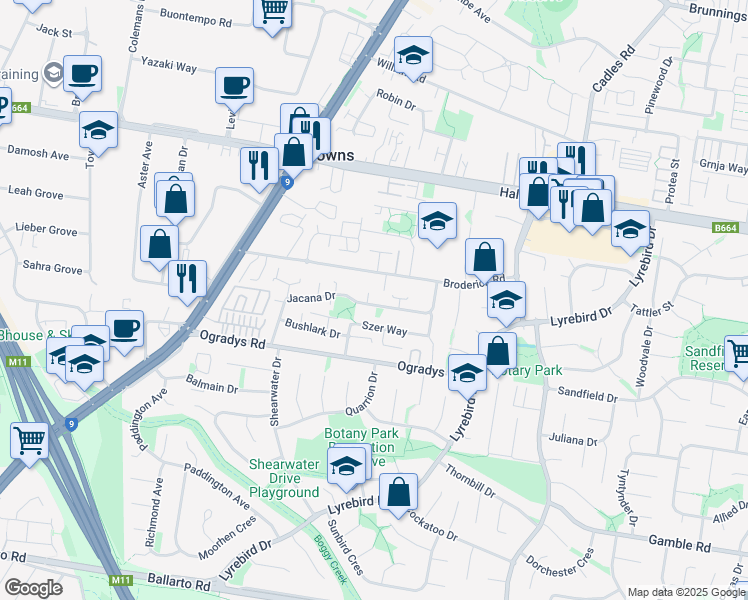 map of restaurants, bars, coffee shops, grocery stores, and more near 8 Merso Court in Carrum Downs