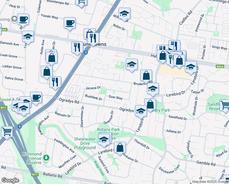 map of restaurants, bars, coffee shops, grocery stores, and more near 56A Jacana Drive in Carrum Downs