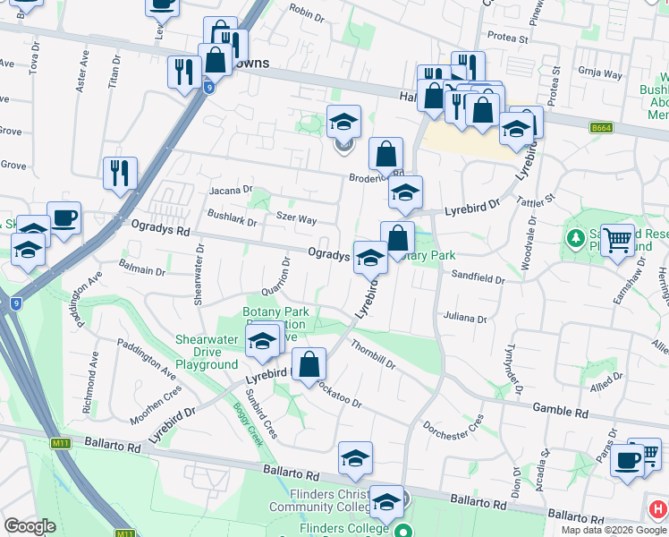 map of restaurants, bars, coffee shops, grocery stores, and more near 3 Cassowary Close in Carrum Downs