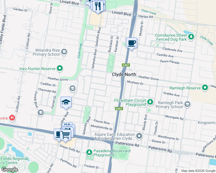 map of restaurants, bars, coffee shops, grocery stores, and more near 17A Forest Drive in Clyde North