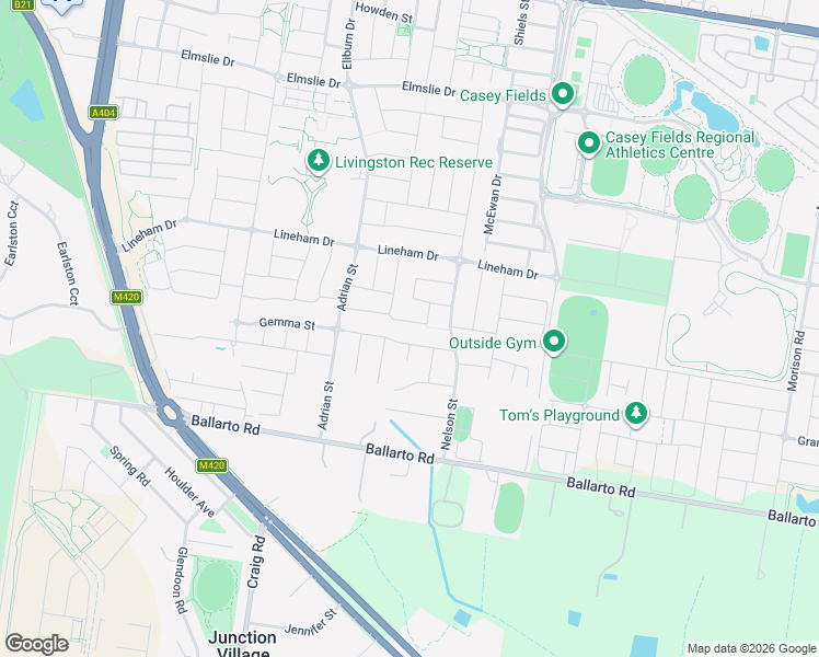 map of restaurants, bars, coffee shops, grocery stores, and more near 37 Rupert Street in Cranbourne East