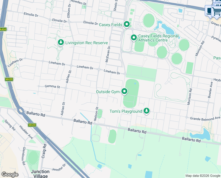 map of restaurants, bars, coffee shops, grocery stores, and more near 27 Brittle Gum Road in Cranbourne East