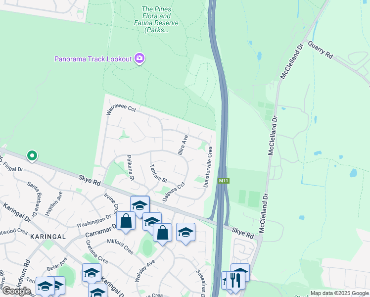 map of restaurants, bars, coffee shops, grocery stores, and more near 6 Illira Avenue in Frankston