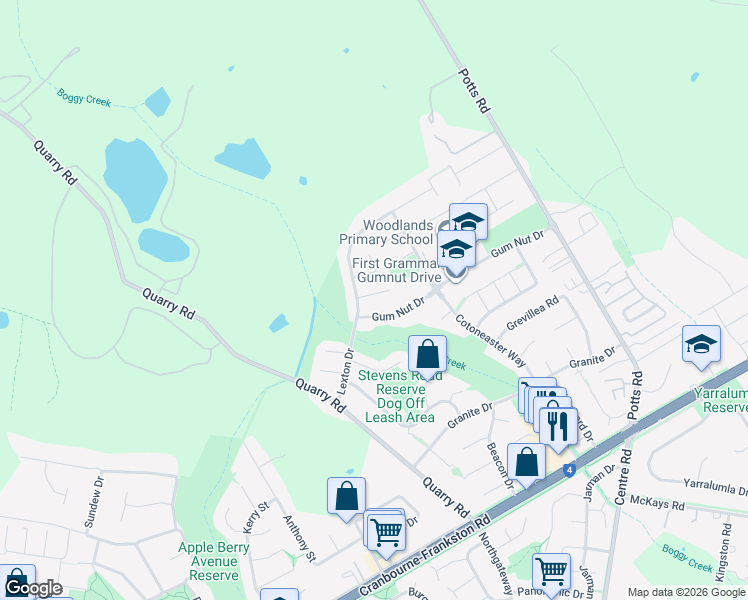 map of restaurants, bars, coffee shops, grocery stores, and more near 6 Tarwin Court in Langwarrin