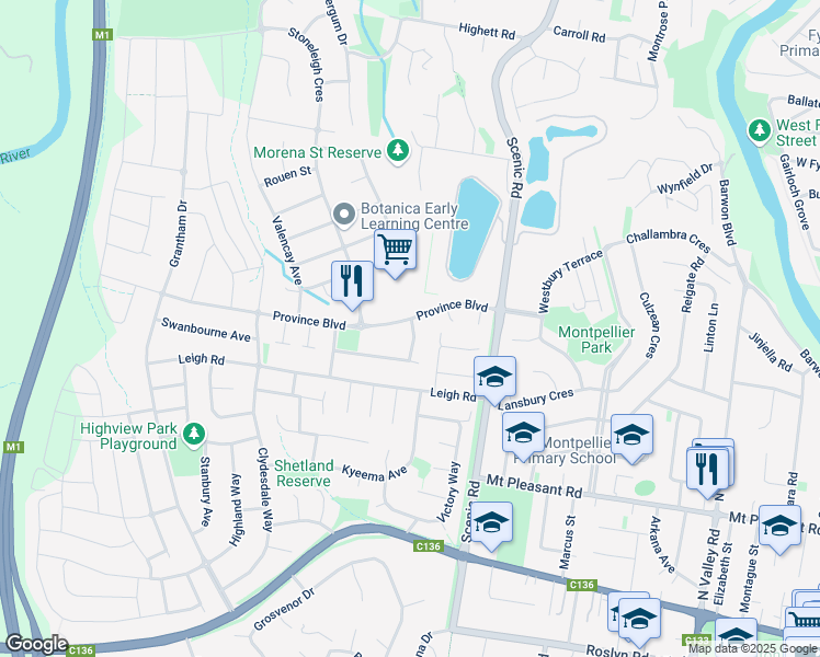 map of restaurants, bars, coffee shops, grocery stores, and more near 4 Esperence Crescent in Highton