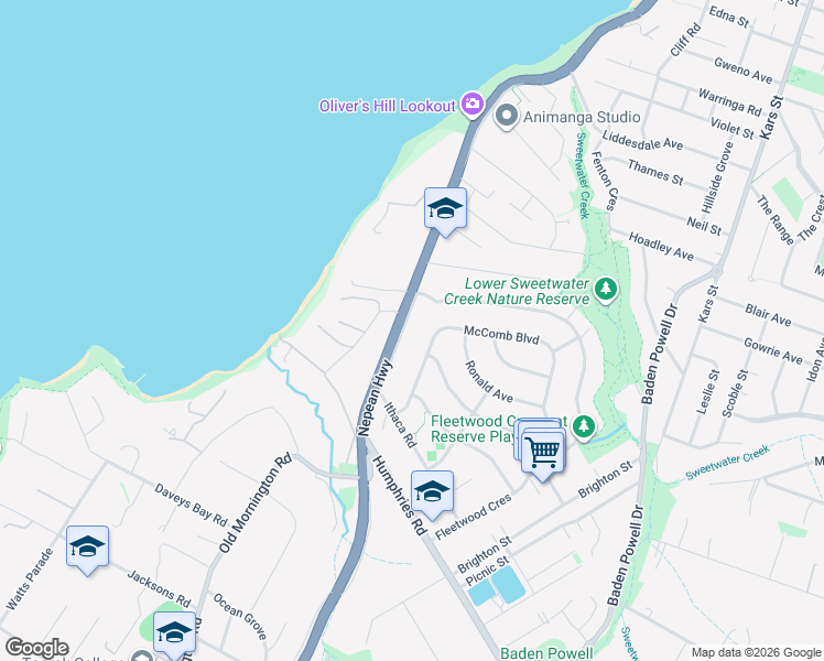 map of restaurants, bars, coffee shops, grocery stores, and more near 651 Nepean Highway in Frankston South