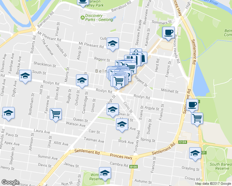 map of restaurants, bars, coffee shops, grocery stores, and more near 37 Thomson St in Belmont