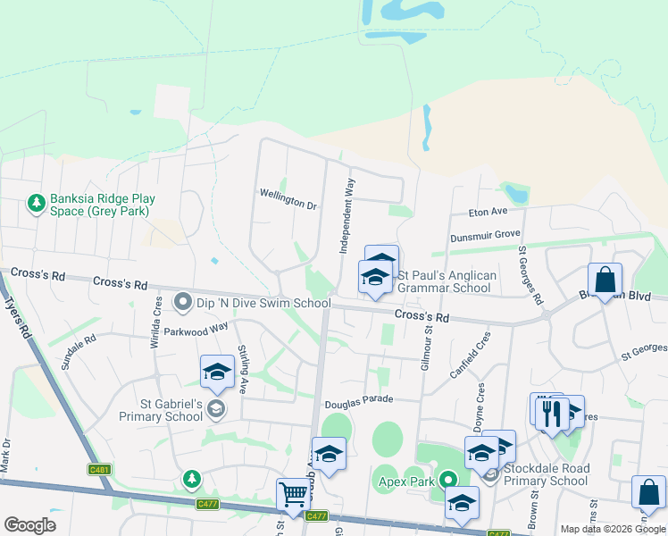 map of restaurants, bars, coffee shops, grocery stores, and more near 7 Independent Way in Traralgon
